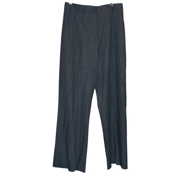 Diane Von Furstenberg Pants - Diane von Furstenberg Black Linen Blend Pleat Front Flare Pants Size 8 DVF NWT